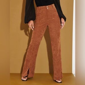 High waist corduroy flare leg pants